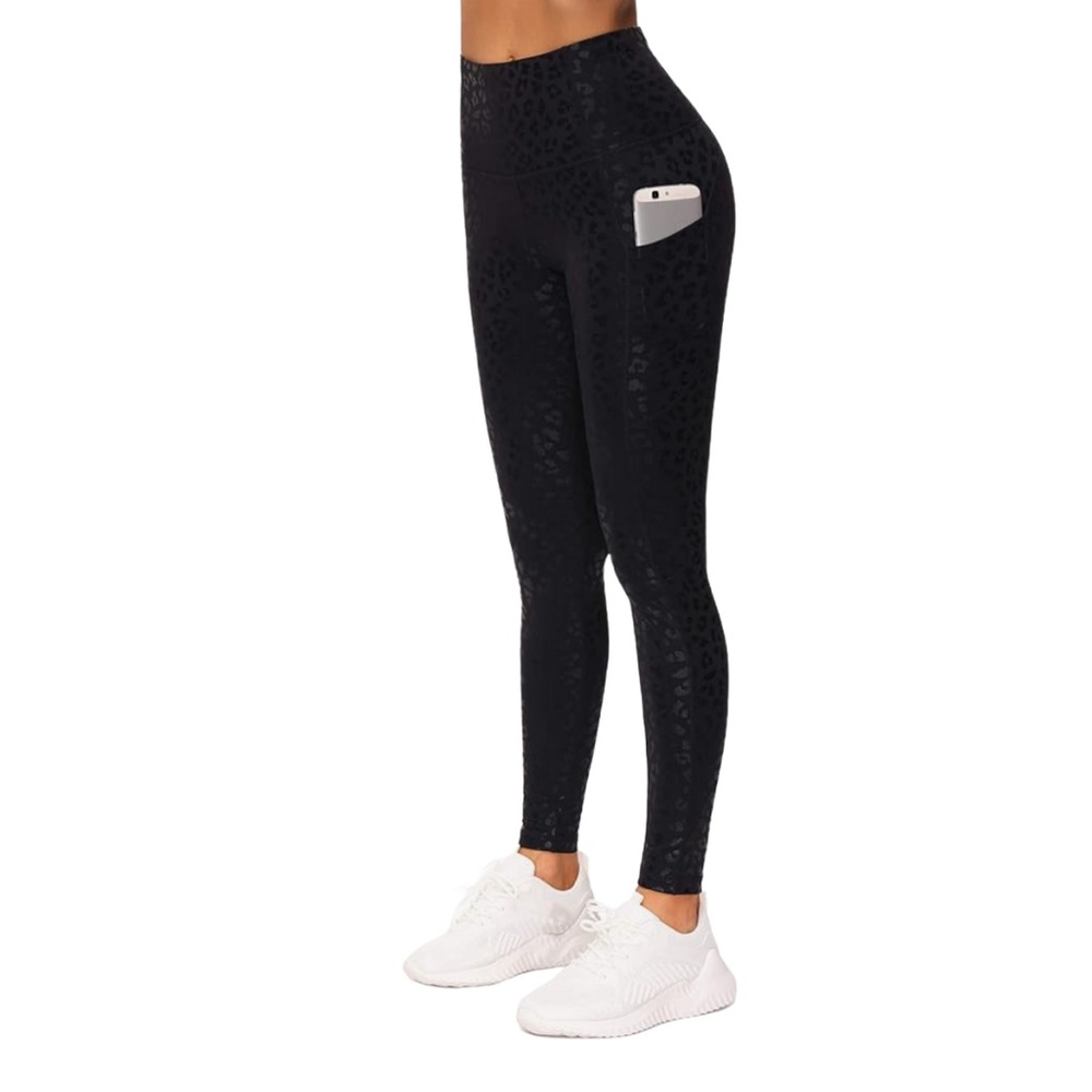 Black Leopard Print High-Waisted Leggings